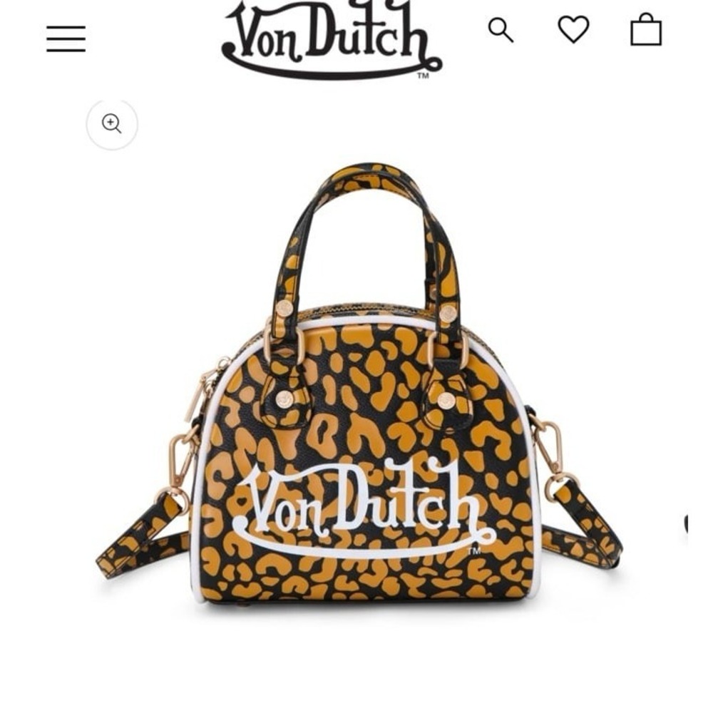 NEW Make a bold statement with the Von Dutch Orange Cheetah Bowling Bag – Small